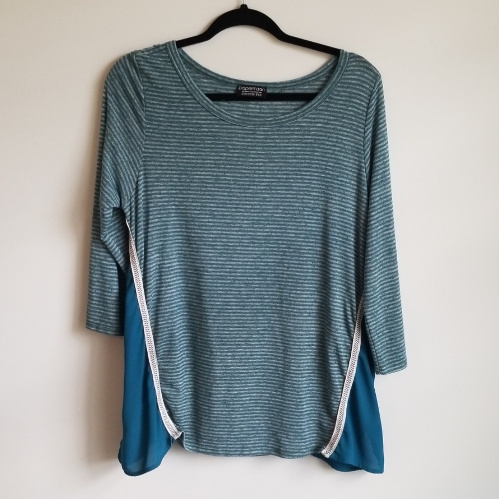 Stitch Fix Papermoon striped crochet 3/4 top